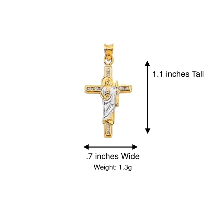 14k San Judas Cross Gold Pendant with Solid Chain - LE-2909