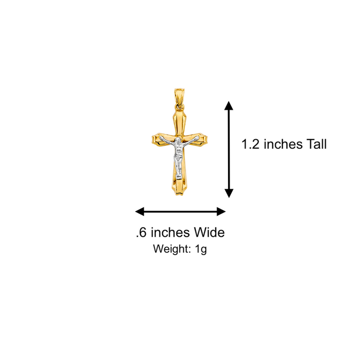 14k Two Tone Gold Jesus Cross Pendant with Solid Chain - LE-2720