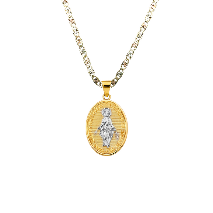 14k Virgin La Milagrosa Gold Pendant with Solid Chain - LE-2773