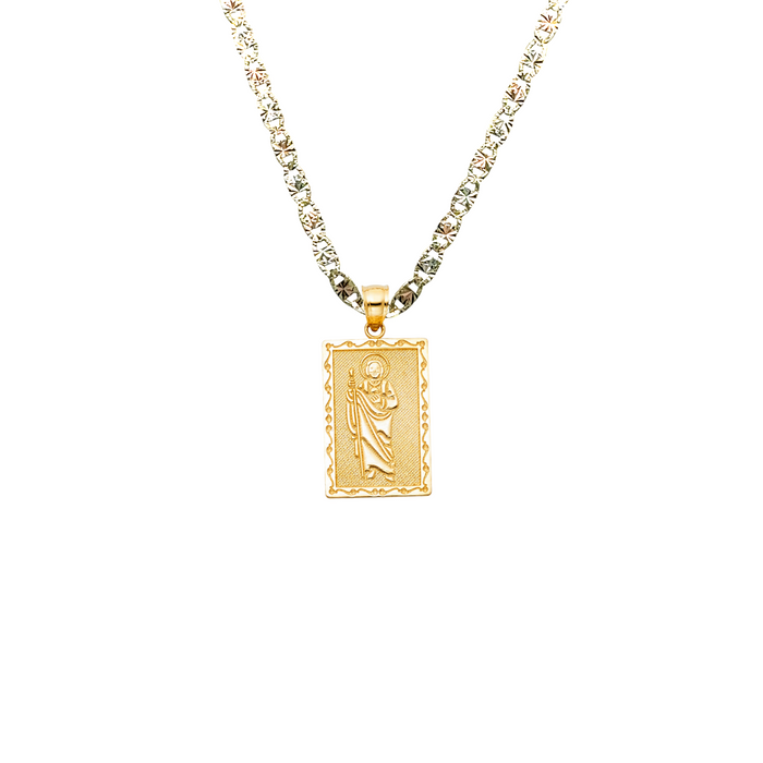 14k San Judas Gold Pendant with Solid Chain - LE-1149