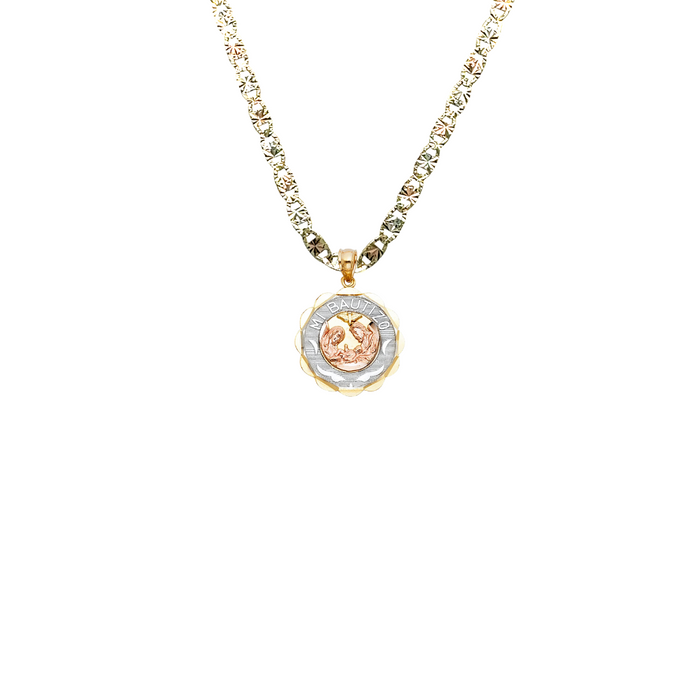 14k Baptism Gold Pendant with Solid Chain - LE-248