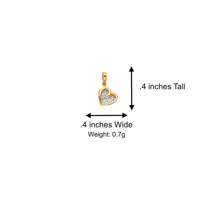 14k Gold Two Tone Heart Pendant with Solid Chain - LE-1794