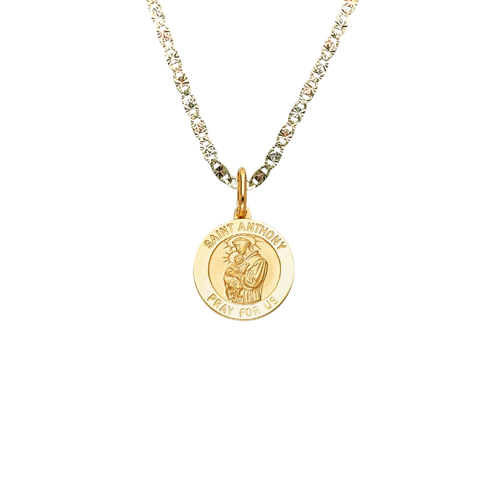 14k Saint Anthony Gold Pendant with Solid Chain - LE-281