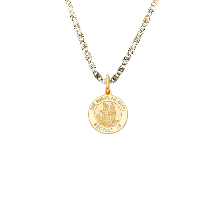 14k Our Guardian Angel Gold Pendant with Solid Chain - LE-283