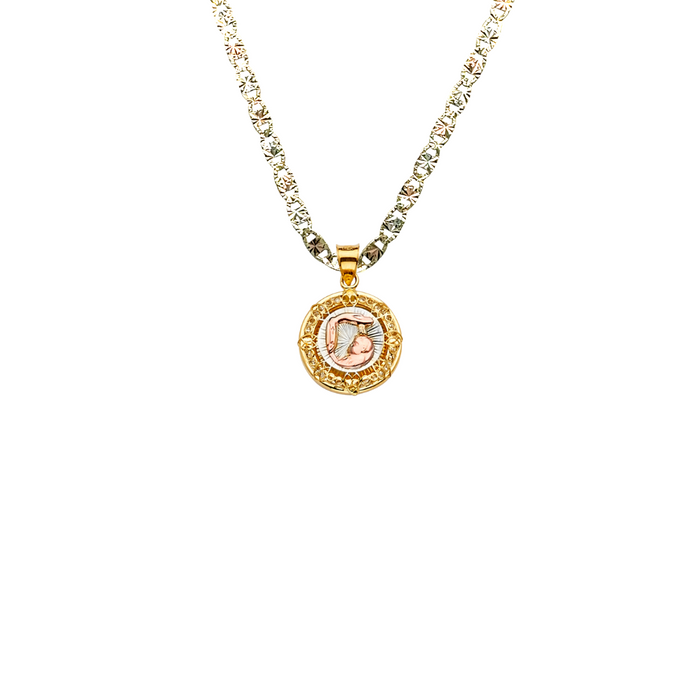 14k Baptism Gold Pendant with Solid Chain - LE-2273