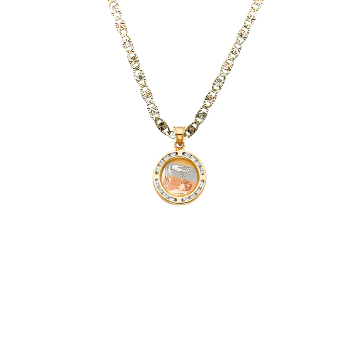 14k Baptism Gold Pendant with Solid Chain - LE-193