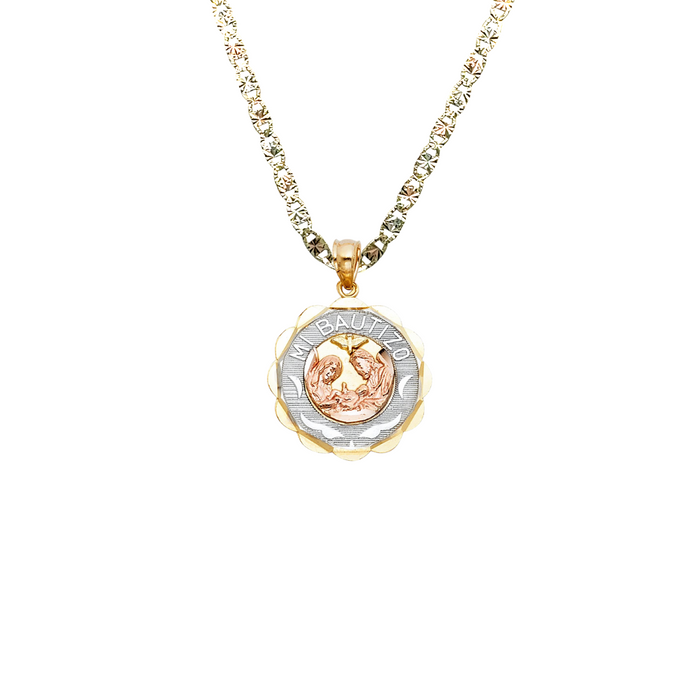 14k Baptism Gold Pendant with Solid Chain - LE-247