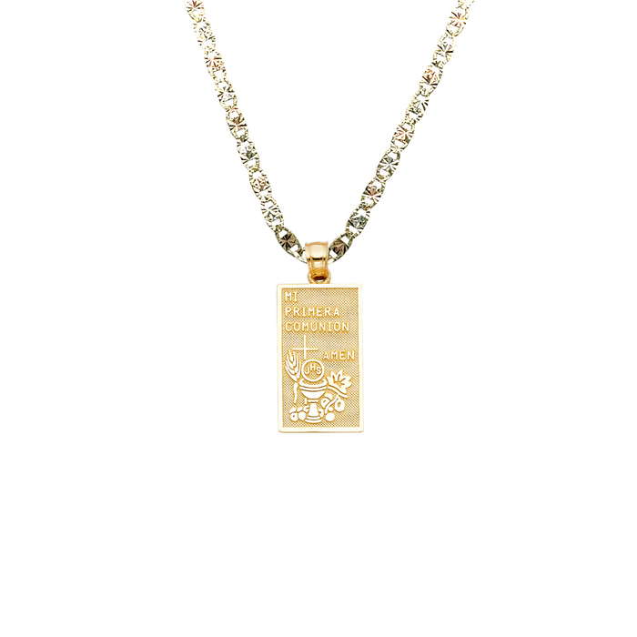 14k Mi Primera Comunion Gold Pendant and Solid Chain - LE-1456