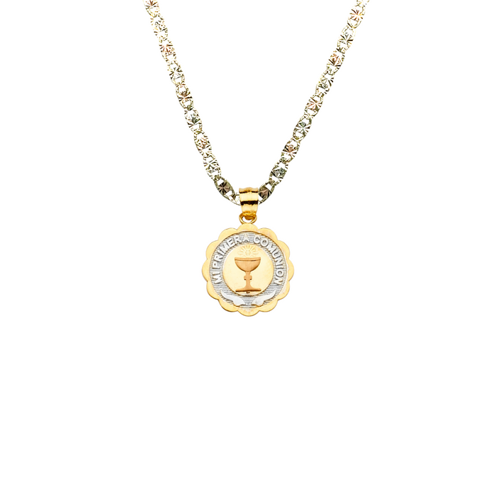 14k Mi Primera Comunion Gold Pendant and Solid Chain - LE-2280