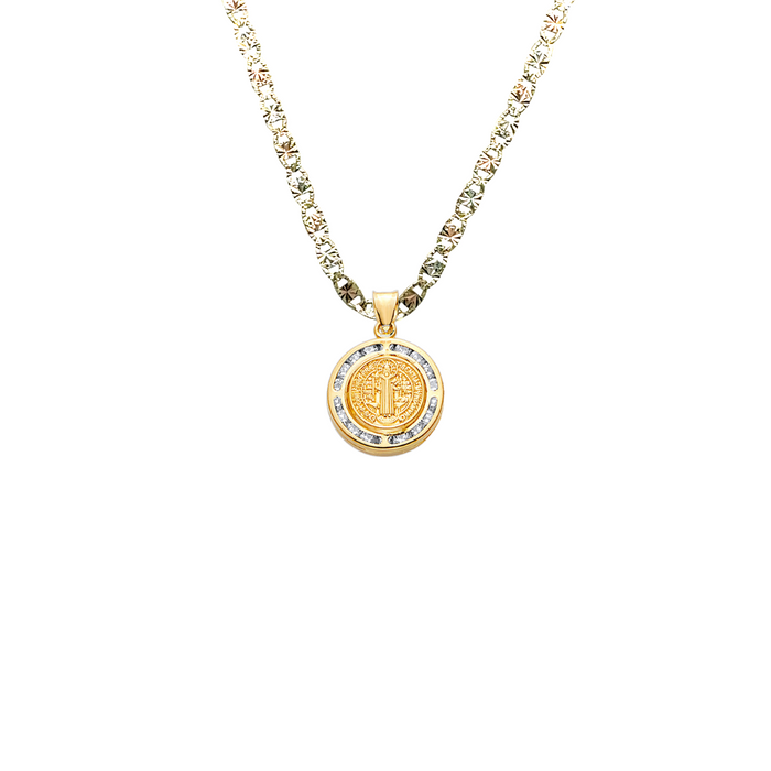 14k San Benito Two Sided Gold Pendant with Solid Chain - LE-2517