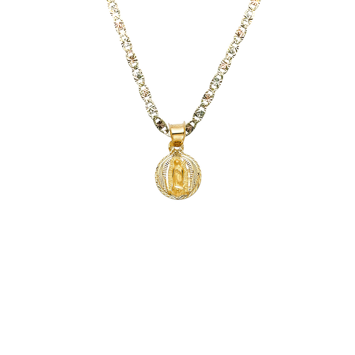 14k Virgin Mary Gold Pendant with Solid Chain - LE-308