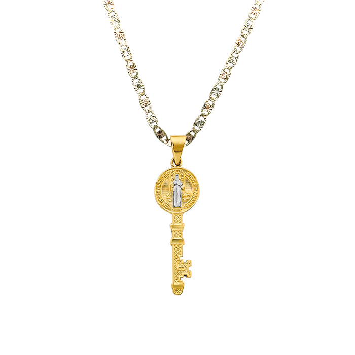 14k San Benito Large Gold Key Pendant with Solid Chain - LE-2877