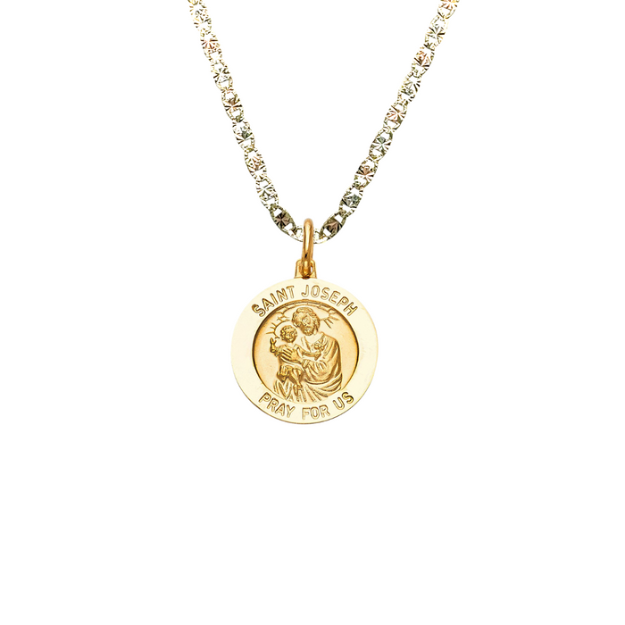 14k Saint Joseph Gold Pendant with Solid Chain - LE-274