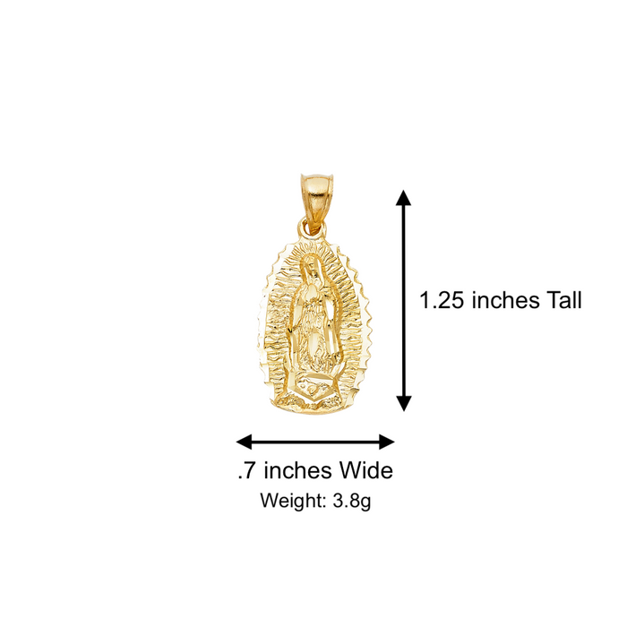 14k Virgin Mary Pendant and Solid Chain - LE-1077