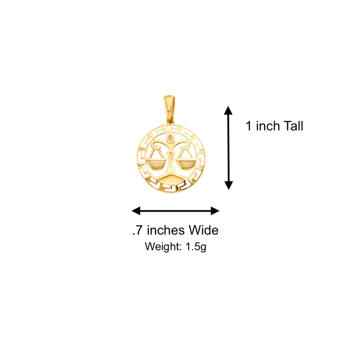 14k Libra Zodiac Sign Gold Pendant with Solid Chain - LE-3036