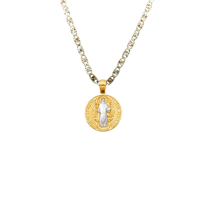 14k San Benito Two Tone Small Gold Pendant with Solid Chain - LE-740