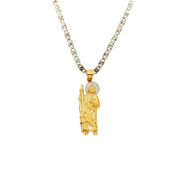 14k San Judas Gold Pendant with Solid Chain - LE-100