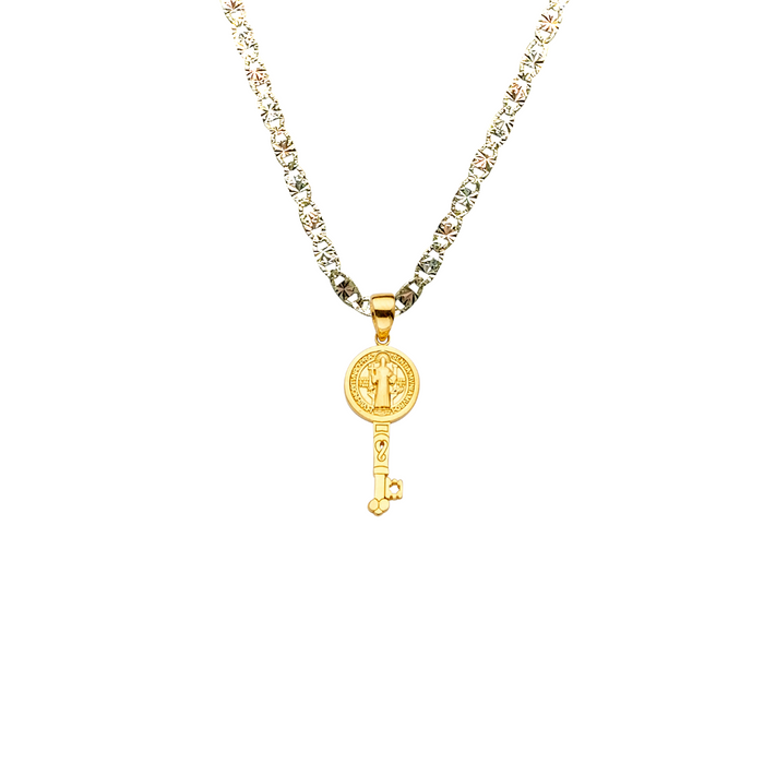 14k San Benito Small Gold Key Pendant with Solid Chain - LE-2267