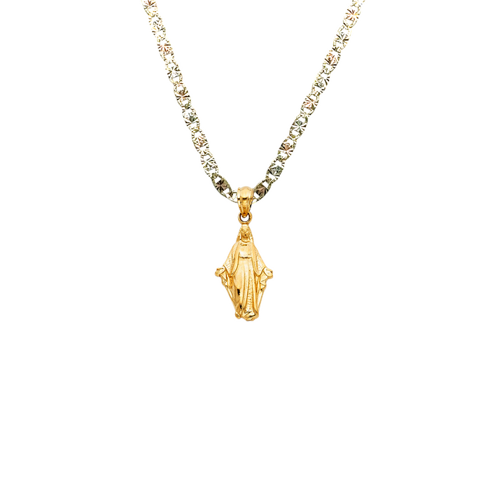 14k Virgin La Milagrosa Gold Pendant with Solid Chain - LE-1487