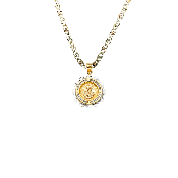 14k Baptism Gold Pendant with Solid Chain - LE-2272