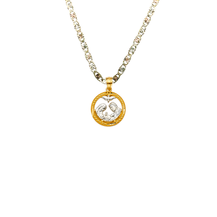 14k Baptism Gold Pendant and Solid Chain - LE-2274