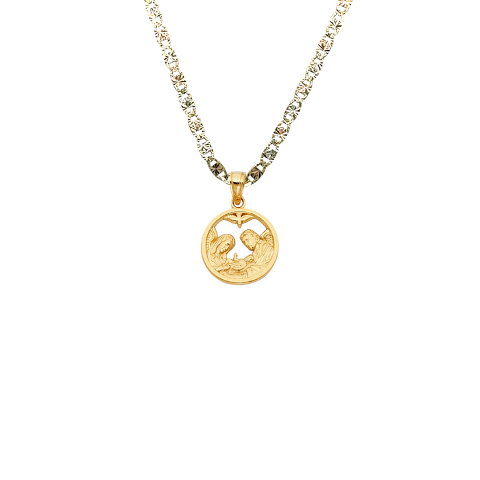 14k Baptism Gold Pendant and Solid Chain - LE-243