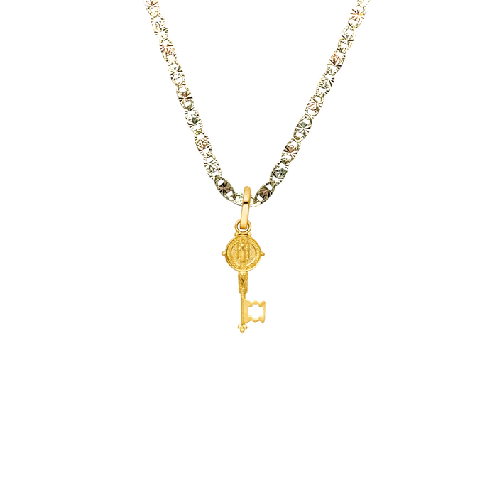 14k San Benito Small Gold Key Pendant with Solid Chain - LE-0831