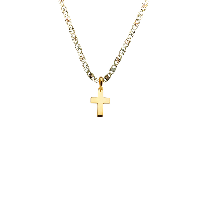 14k Gold Cross Pendant with Solid Chain - LE-2228