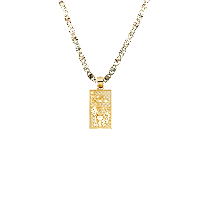 14k Mi Primera Comunion Gold Pendant and Solid Chain - LE-1457