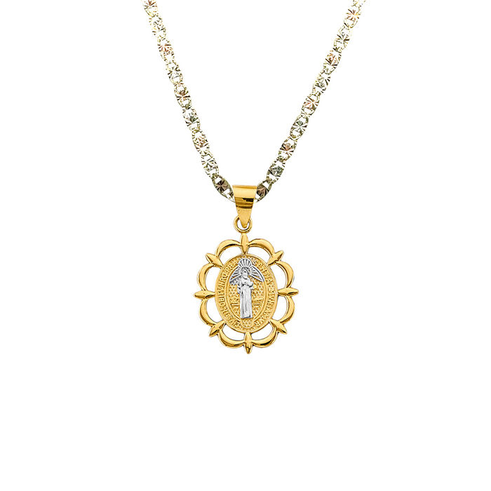 14k San Benito Two Tone Gold Pendant with Solid Chain - LE-2875