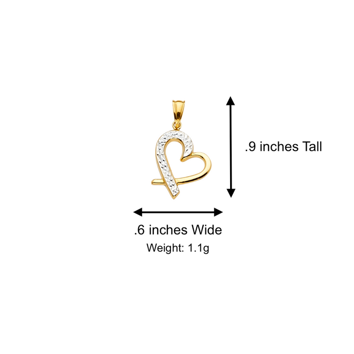 14k Two Tone Gold Heart Pendant with Solid Chain - LE-2368