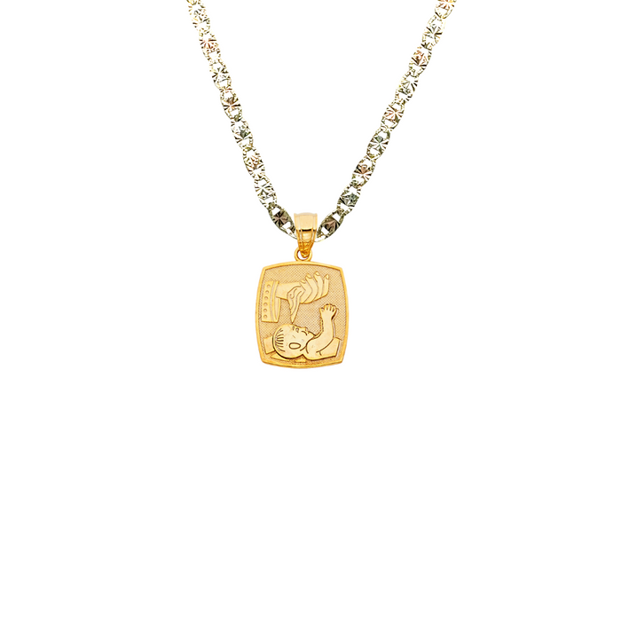 14k Baptism Gold Pendant with Solid Chain - LE-1440