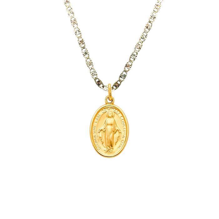 14k Virgin La Milagrosa Gold Pendant with Solid Chain - LE-2072