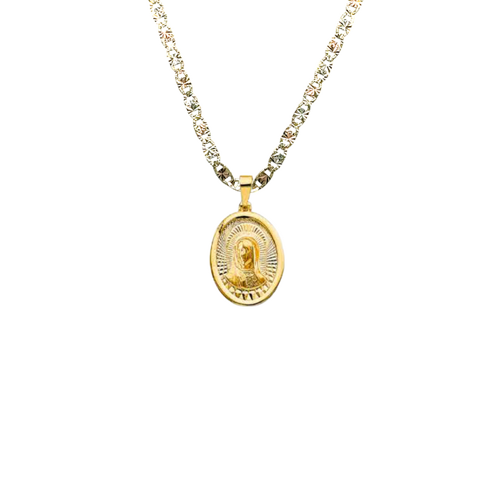 14k Virgin Mary Gold Pendant with Solid Chain - LE-3065