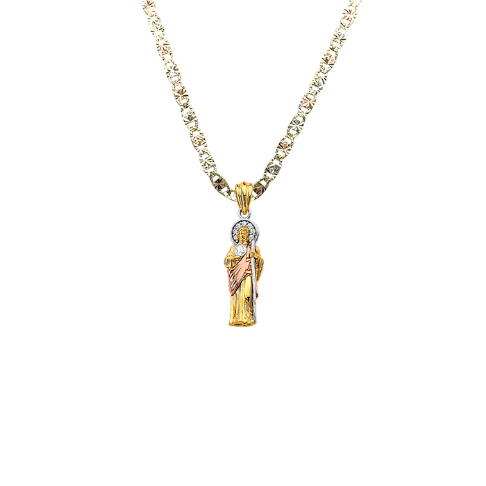 14k San Judas Gold 3D Full Body Pendant with Solid Chain - LE-3164