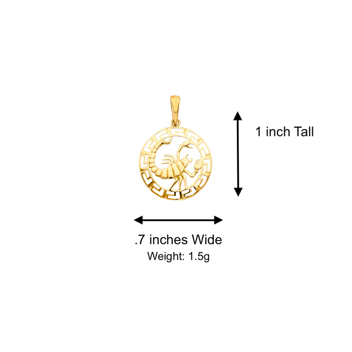 14k Scorpio Zodiac Sign Gold Pendant with Solid Chain - LE-3036