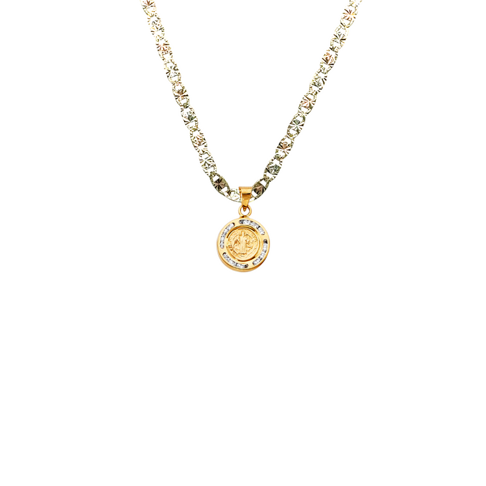 14k San Benito Two Sided Gold Pendant with Solid Chain - LE-766