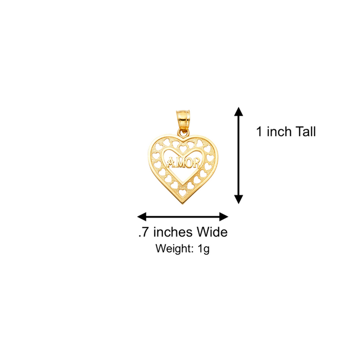 14k Amor Gold Heart Pendant with Solid Chain - LE-1862