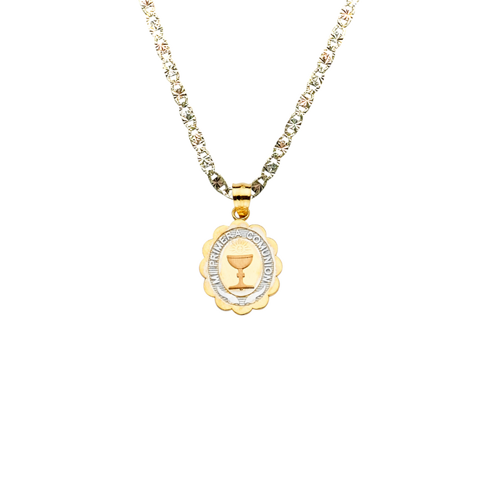 14k Mi Primera Comunion Gold Pendant and Solid Chain - LE-2278