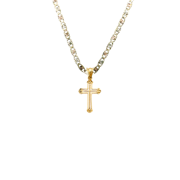 14k Gold Cross Pendant with Solid Chain - LE-2731