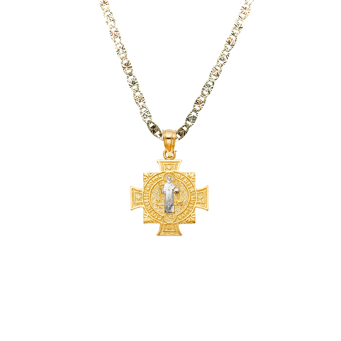 14k San Benito Gold Pendant Cross with Solid Chain - LE-1153