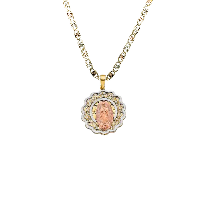 14k Virgin Mary Gold Pendant with Solid Chain - LE-3068