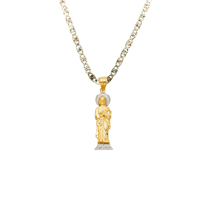 14k San Judas Gold Pendant with Solid Chain - LE-1146