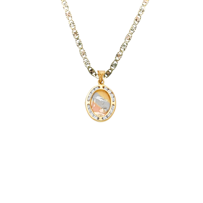 14k Baptism Gold Pendant with Solid Chain - LE-190