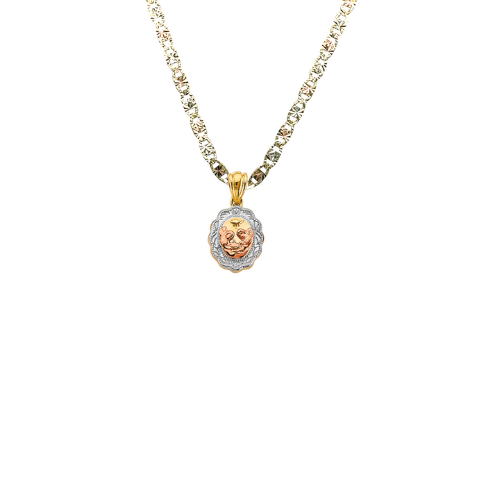 14k Baptism Gold Pendant with Solid Chain - LE-2637