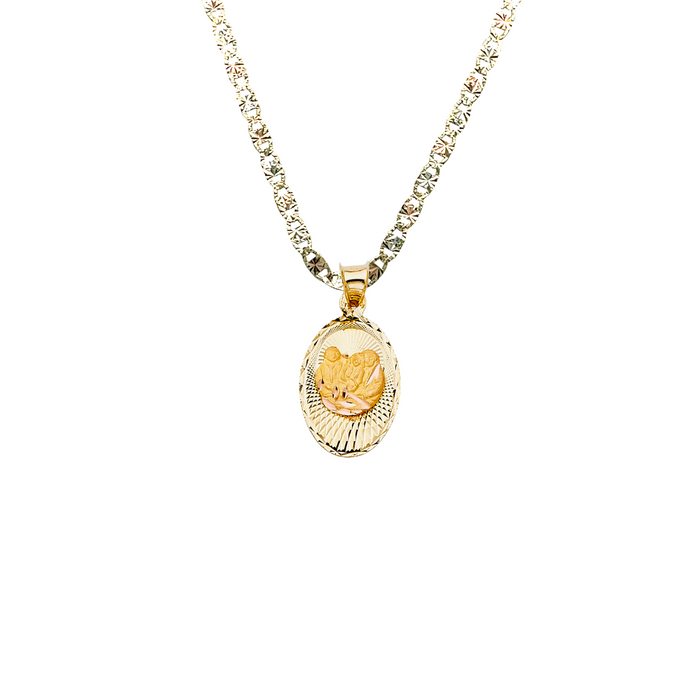 14k Baptism Gold Pendant and Solid Chain - LE-333