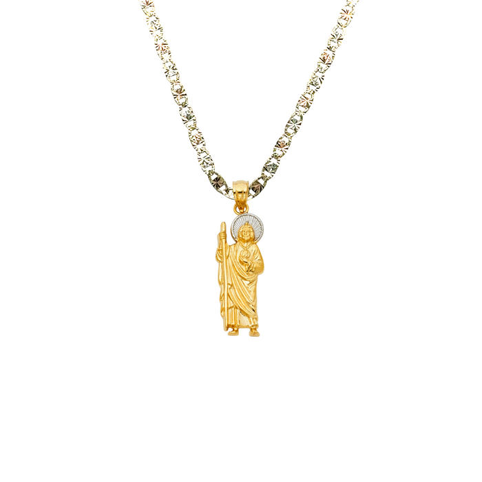 14k Small San Judas Gold Pendant with Solid Chain - LE-101