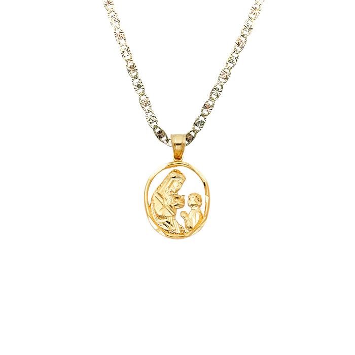 14k First Communion Gold Pendant and Solid Chain - LE-1459