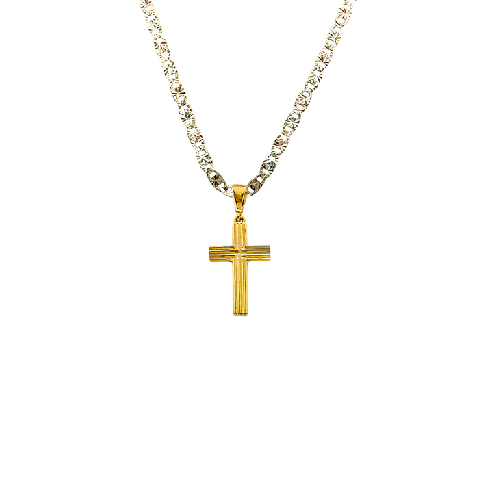 14k Gold Cross Pendant with Solid Chain - LE-2966