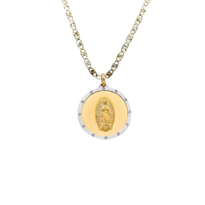 14k Virgin Mary Gold Pendant with Solid Chain - LE-3067